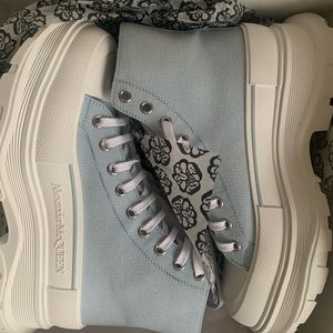Alexander McQueen Light Blue Canvas Boots